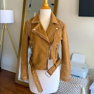 ZARA studded suede biker jacket